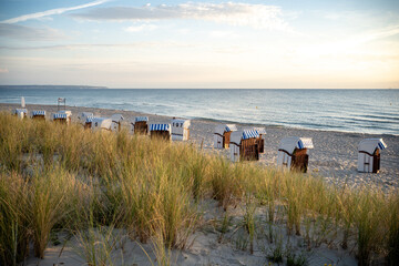 Beach with strandkorb / beach chairs at Baltic sea town Baabe 