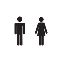 a couple of people, a man and a woman pictograph stand isolated on a white background, a stick man, a human figure