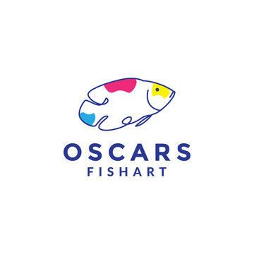 animal fish oscar abstract line logo