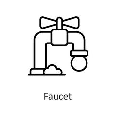 Fototapeta premium Faucet vector Outline Icon Design illustration on White background. EPS 10 File 