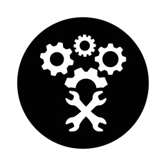 Machinist, setting icon. Black vector sketch.