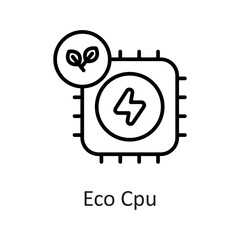 Eco Cpu vector Outline Icon Design illustration on White background. EPS 10 File 