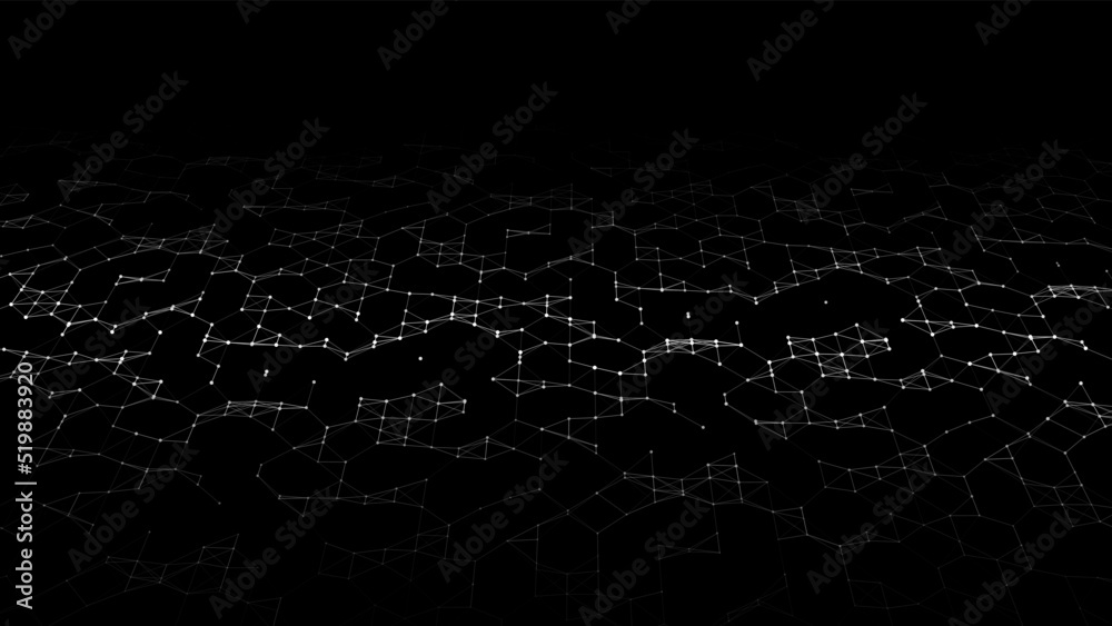 Wall mural connection to the global network. abstract vector dots and lines on a black background. the concept 