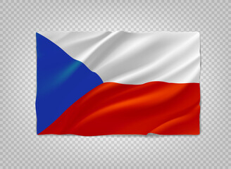 White, Red, Blue flag of Czech Republic. 3d vector object isolated on transparent