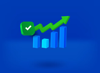 Success business concept with checkmark pictogram. 3d vector illustration