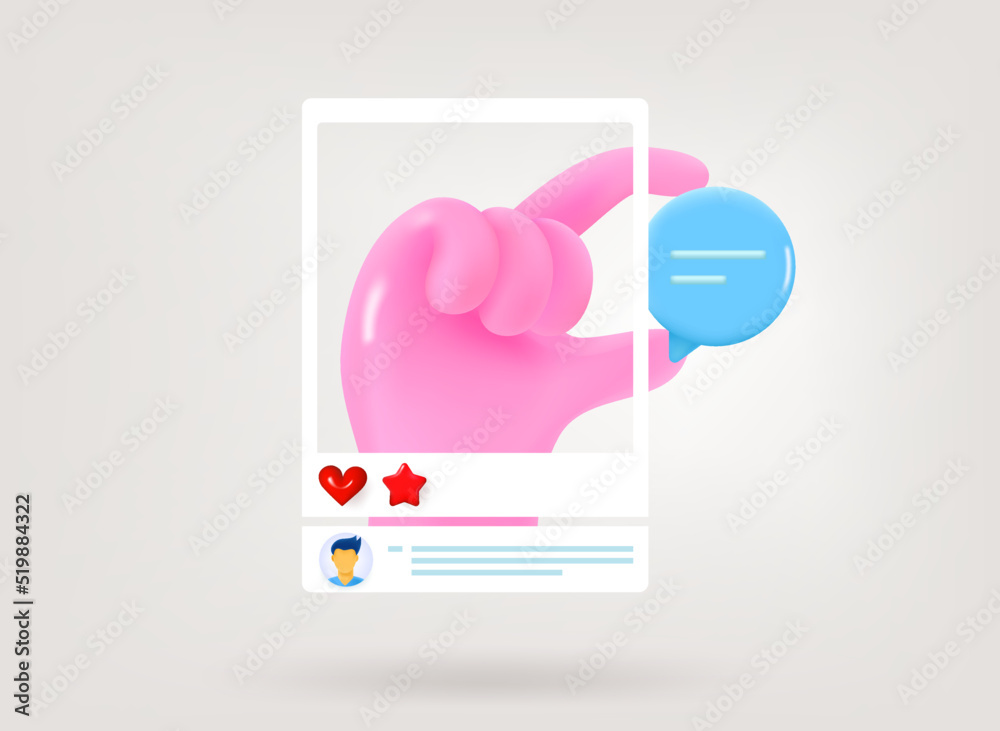 Poster Internet message with hand. Chatting concept. 3d vector concept