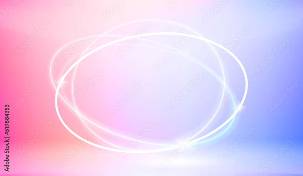 Aufkleber vivid illuminated studio with abstract neon lights. 3d vector illustration