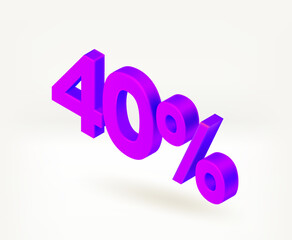 40 percent season discount concept. Vector 3d isometric label