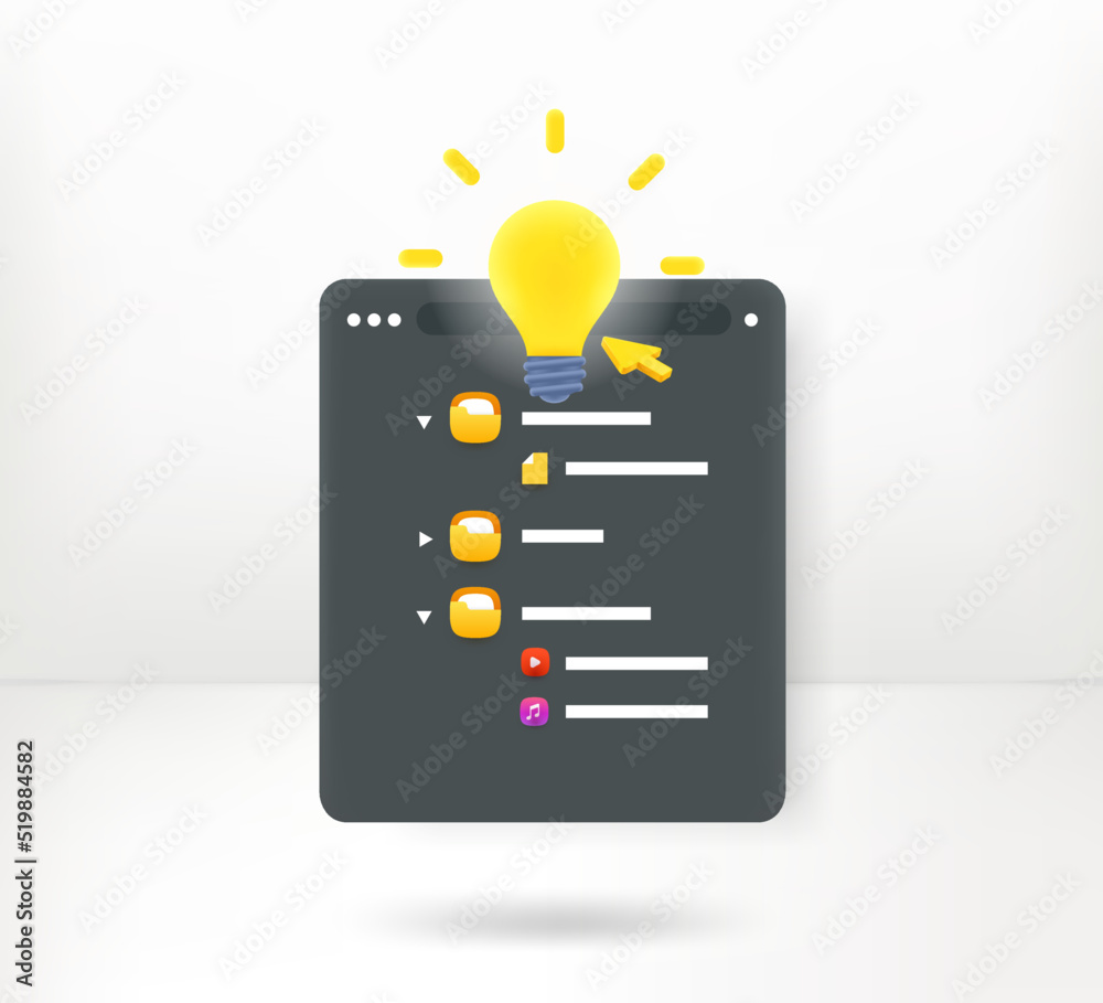Poster pressing on a screen of modern computer. 3d vector icon