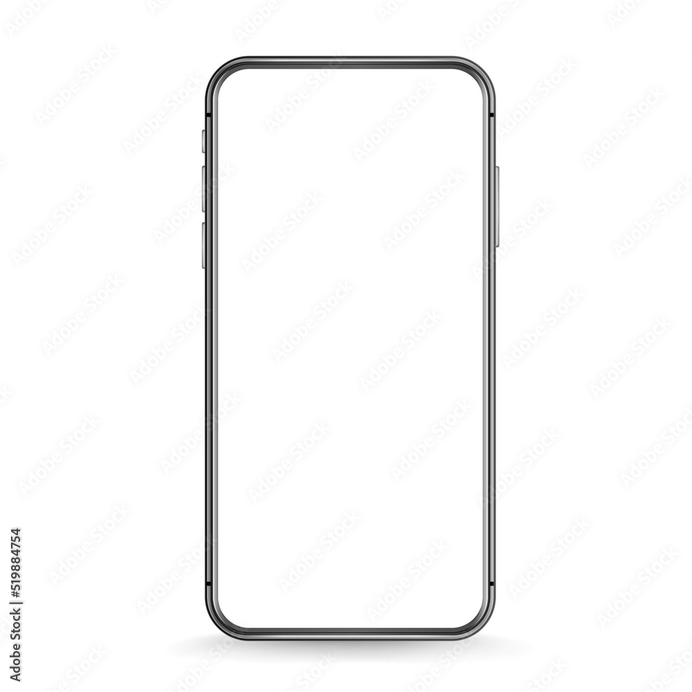 Poster modern smartphone mockup with white blank screen. 3d vector mockup