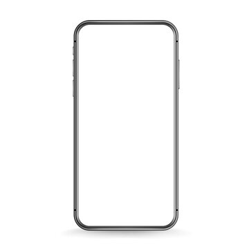 Modern smartphone mockup with white blank screen. 3d vector mockup