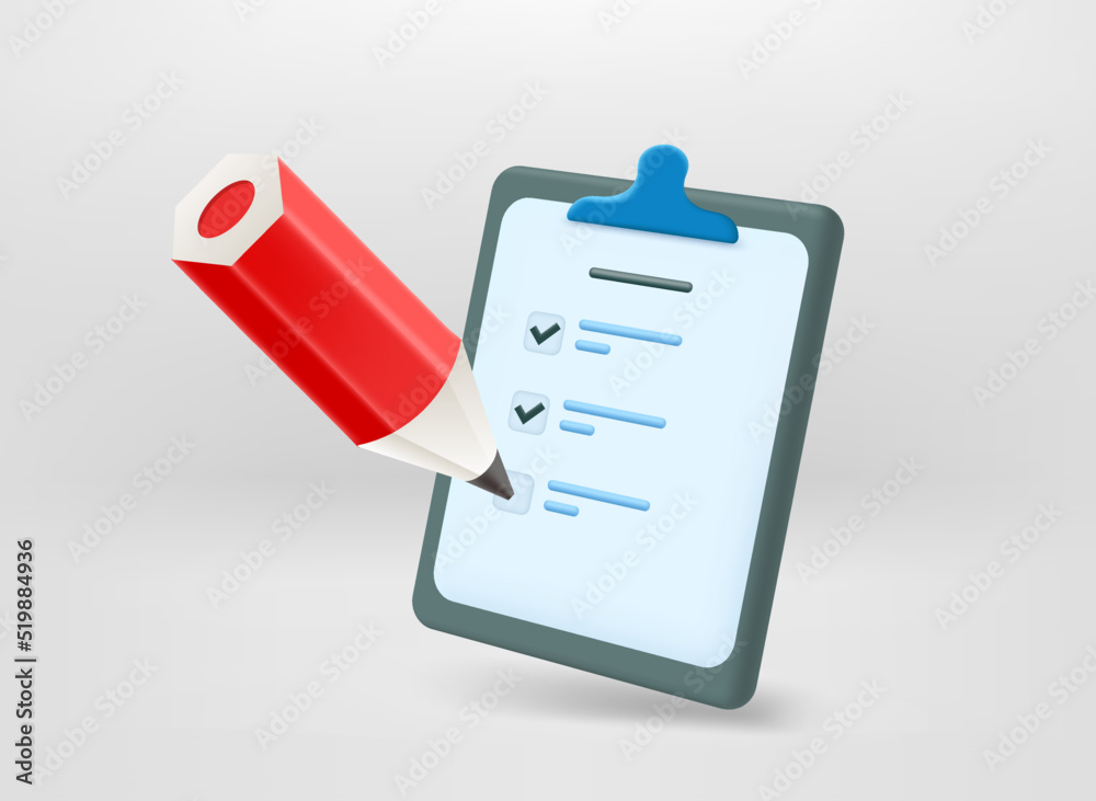 Poster making survey concept. 3d vector illustration