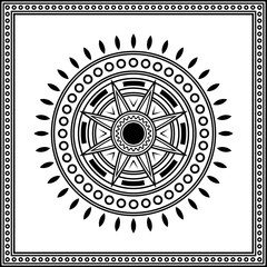 mandala ornament with square frame on white background. art, line, silhouette, creative and unique style. suitable for symbol, sign, decor, tile, print, wallpaper, card, greeting, wedding and textile