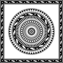 circle mandala ornament with square frame on white background. art, line, silhouette, creative and unique style. suitable for symbol, decor, tile, print, wallpaper, card, greeting, wedding and textile