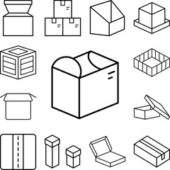 Box opened icon in a collection with other items