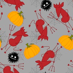Halloween seamless cartoon evil devil pattern for wrapping paper and clothes print and accessories and kids