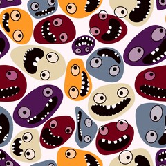 Fototapeta premium Cartoon kids store monsters seamless aliens pattern for clothes print and wrapping and school notebooks and fabrics