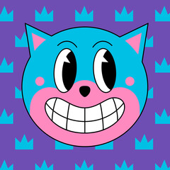 Cartoon cat character. Vector illustration in retro flat animation style