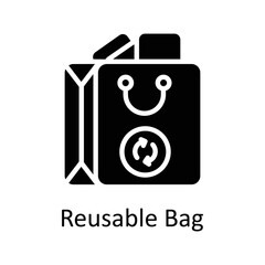 Reusable Bag vector Solid Icon Design illustration on White background. EPS 10 File 