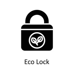Eco Lock vector Solid Icon Design illustration on White background. EPS 10 File 