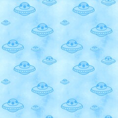 Spaceship seamless ufo pattern for kids and clothes print and accessories and wrapping paper and wrapping paper