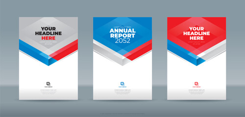 Modern cyan red white ribbon color theme book cover template A4 size book cover template for annual report, magazine, booklet, proposal, portofolio, brochure, poster