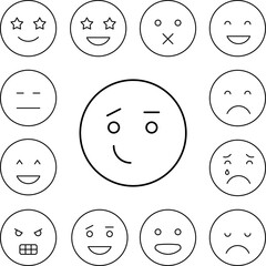 Surprised, smiling, emotions icon in a collection with other items
