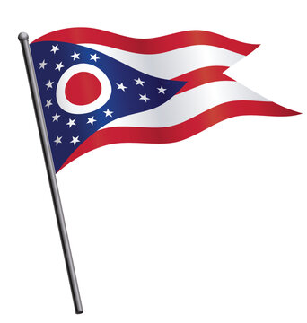 ohio oh state flag flying waving on flagpole