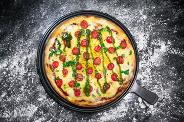pizza in oven