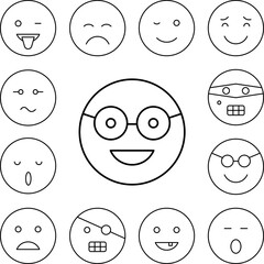 Sunglasses, happy, emotions icon in a collection with other items