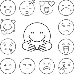 Hug, emotions icon in a collection with other items