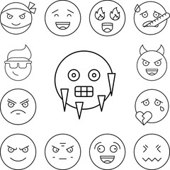 Cold, emotions icon in a collection with other items