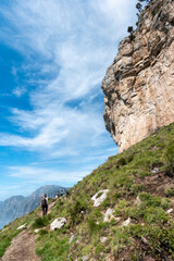 Hiking the famous path Sentiero degli Dei, the path of Gods at the Amalfi coast, Italy