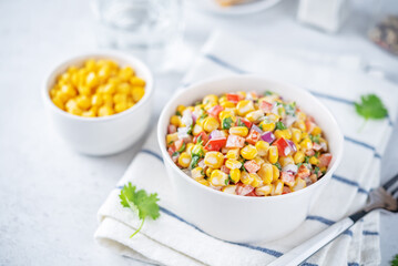 Mexican street corn salad in a bowl