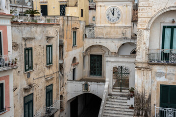 Fototapeta na wymiar Traditional Italian houses in the town of Atrani at the Amalfi Coast