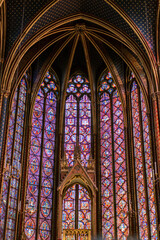 Stained glass in Sainte-Chapelle in Paris, France