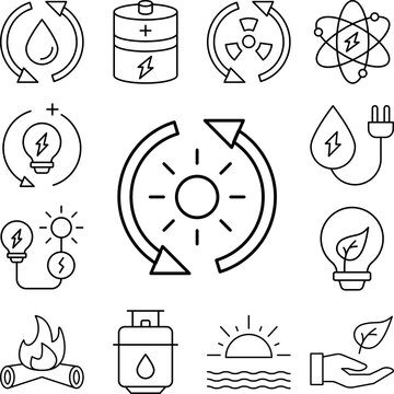 Renewable energy, solar icon in a collection with other items