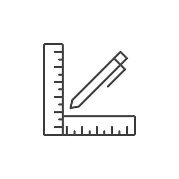 Pencil with ruler icons  symbol vector elements for infographic web