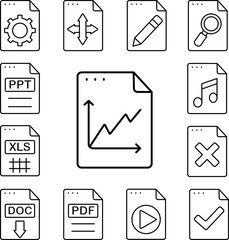 File, document, chart icon in a collection with other items