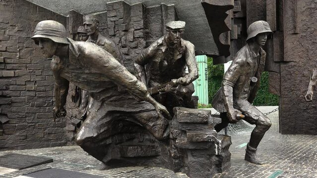 Warsaw Uprising Monument  in Warsaw, Poland. 4K.