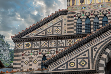 Portal of the mediaeval Saint Andrew cathedral in Amalfi, Italy