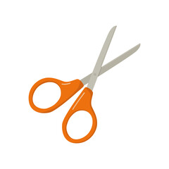 Cartoon scissors icon on white background. Flat vector illustration