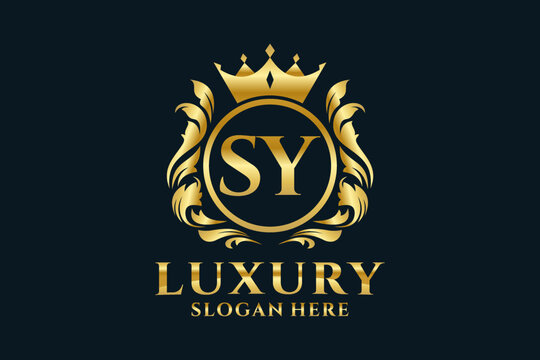Initial SY Letter Royal Luxury Logo template in vector art for luxurious branding projects and other vector illustration.