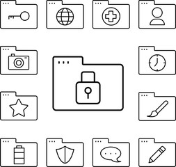 Folder lock icon in a collection with other items