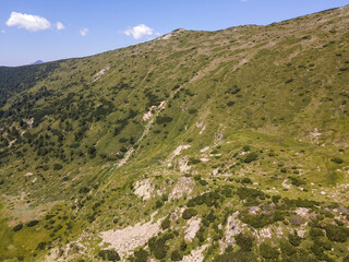 Aerial view of Pirin Mountain near Yalovarnika peak, Bulgaria
