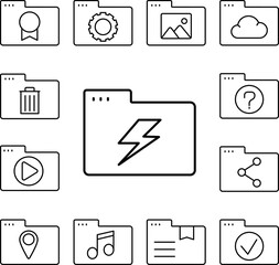 Folder lightning icon in a collection with other items
