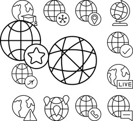 Earth icon in a collection with other items