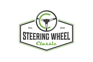 Steering wheel logo design driver transportation automotive icon symbol driver 