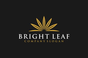 Bright leaf gold logo design luxury natural illustration