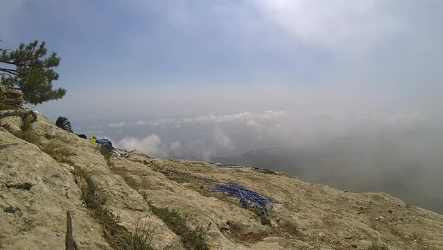 taim laps clouds in the mountains, Crimea in the clouds sunny weather